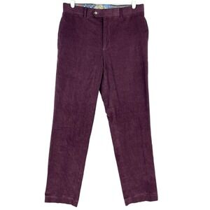 Tallia Men's Maroon Corduroy Pants Size 32x32 Slim Fit Mid-Rise Straight-Leg